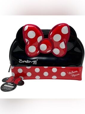 The Crème Shop Minnie Mouse Makeup Bag Red Polka Dot Bow Cosmetic Case